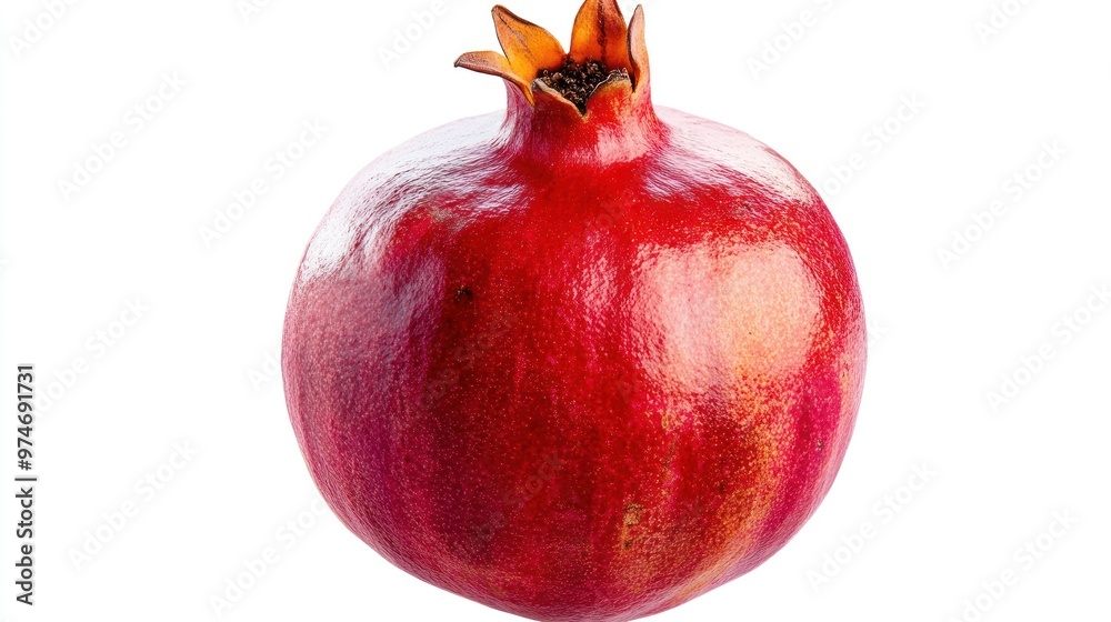 Poster A vibrant red pomegranate showcasing its round shape and textured surface.