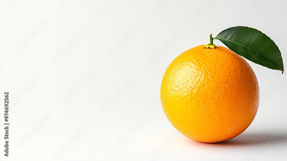 Poster orange collection orange fruit with green leaf isolated on white background orange with clipping pat