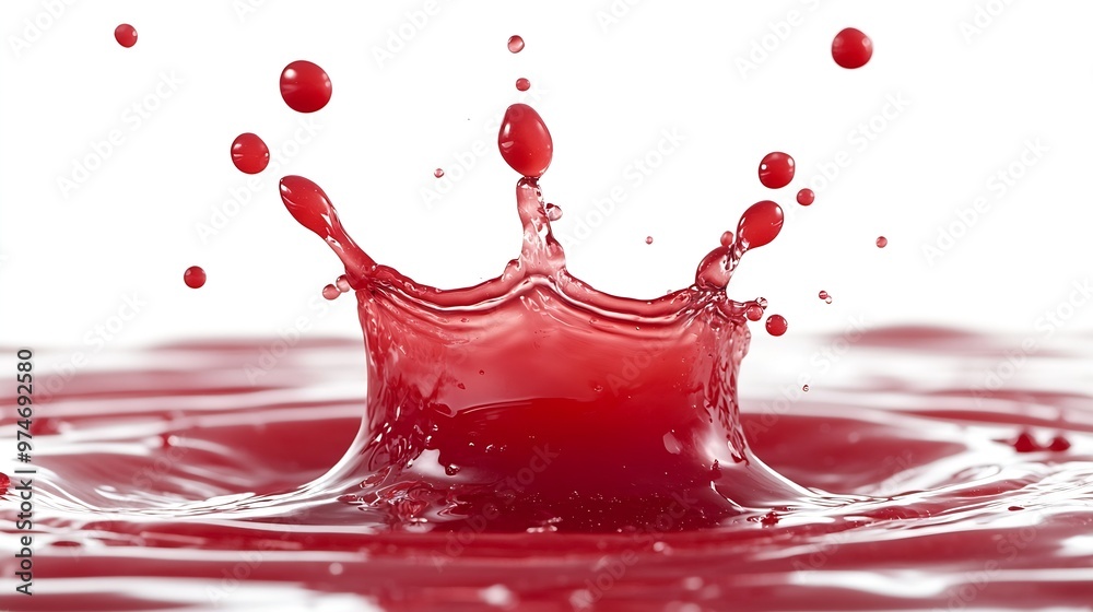 Poster red juice splash isolated on white background : generative ai