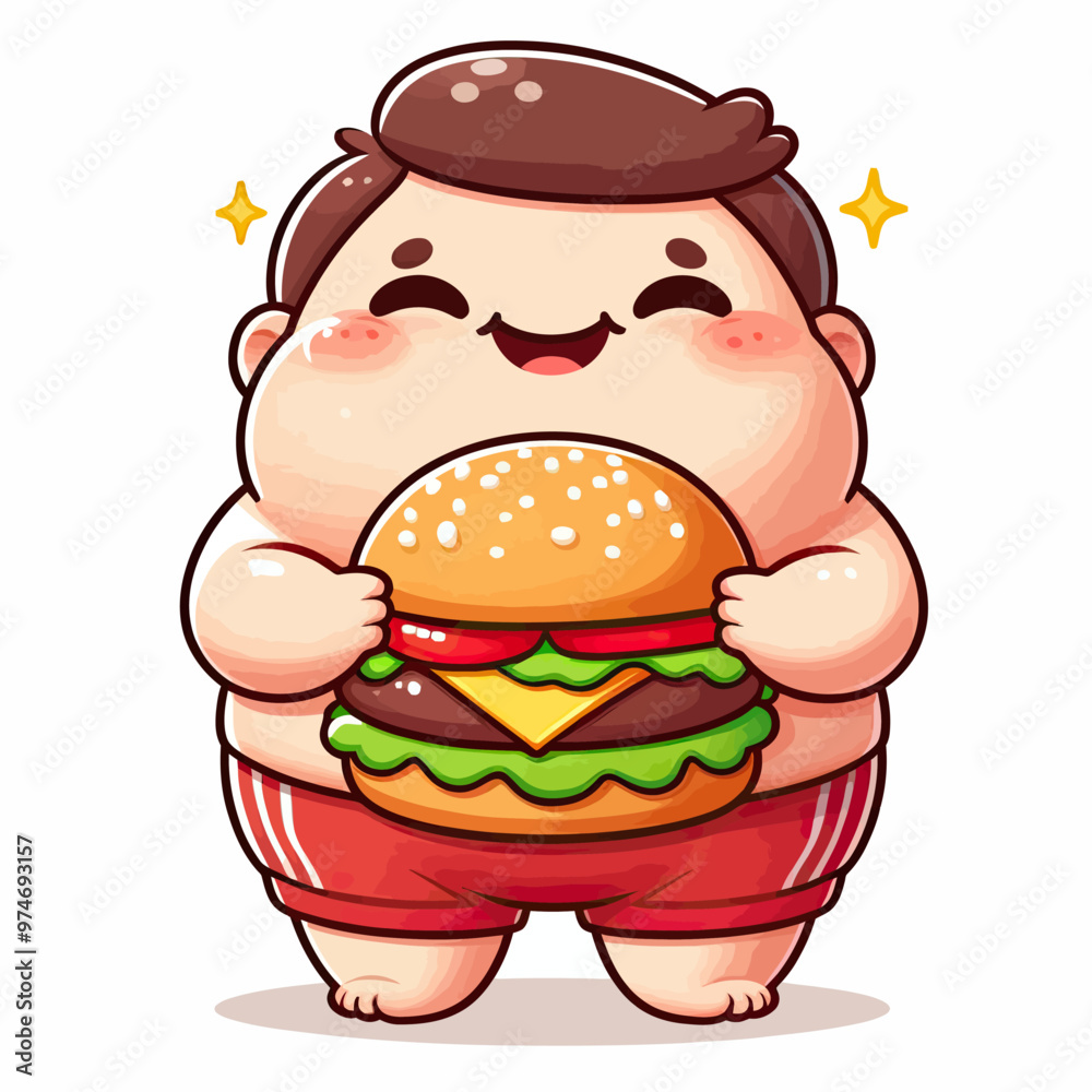 Wall mural Funny vector image of a little fat boy