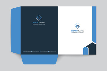 Modern  presentation folder design black and blue color