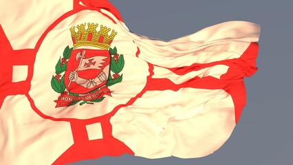 A bandeira da cidade ou município de São Paulo, a capital do estado de São Paulo, Brasil - Ilustração 3D