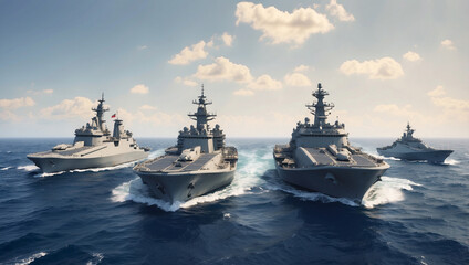 Three Military Ships in the Sea Generation