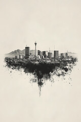 Fototapeta premium Hermosillo, Mexico, black and white pen pencil hand-drawn effect portrait drawing illustration for travel poster, card, wallpaper, backdrop or banner. Modern, clear, artistic and simple