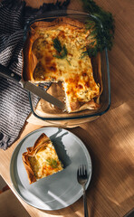 Cheese Casserole on Kitchen Table