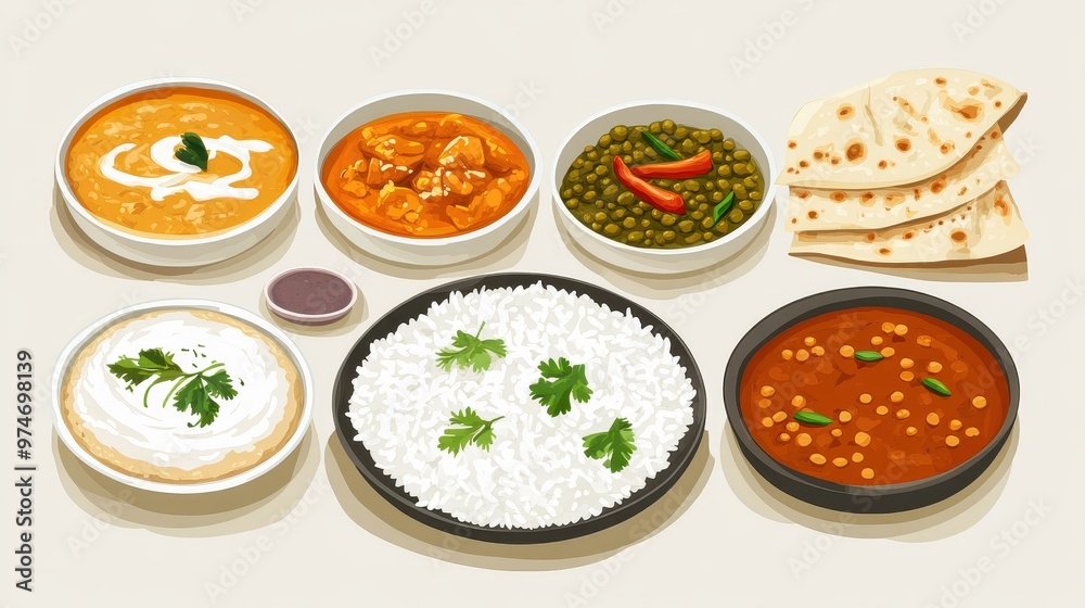 Sticker delicious indian cuisine: a spread of flavors