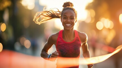 A joyful runner in motion, capturing the essence of fitness and determination at sunset.