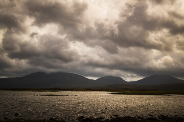 A gloomy, summer, HDR image over the RSPB community nature reserve Loch Druidibeag, South Uist, Outer Hebrides, Scotland