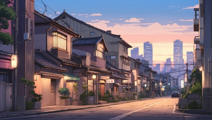 A Beautiful Japanese Tokyo City Town in