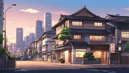 Fototapeta premium A Beautiful Japanese Tokyo City Town in