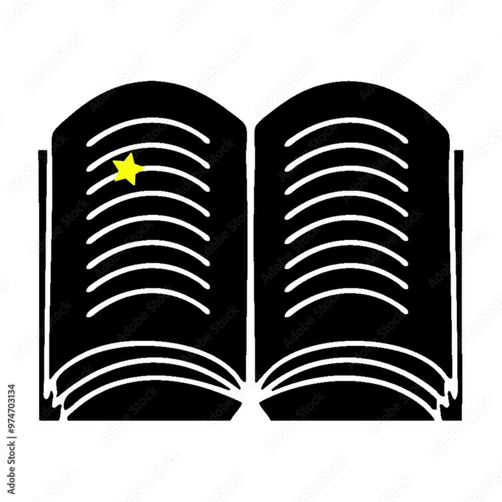 Sticker flat symbol of a open book icon