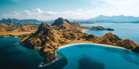Fototapeta premium Aerial view of a pristine island beach.