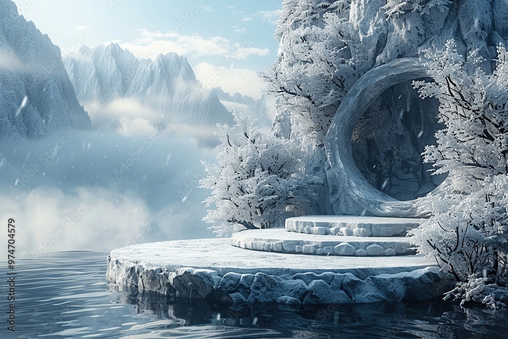 Poster Snowy Mountains with a Portal