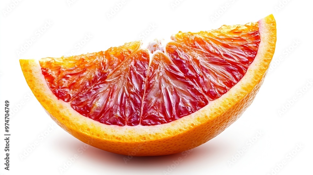 Poster slice of blood sicilian orange isolated on white background with clipping path : generative ai