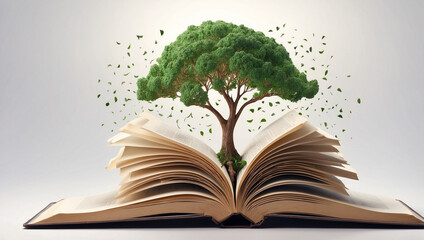 An Open Book with Tree Growing Out of It