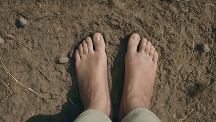 A close-up of legs resting on soft sand, representing grounding, relaxation, and mindfulness through nature in meditation practice. - Meditation, Mind Relaxation

