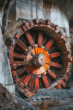 Massive industrial tunnel drill in operatio
