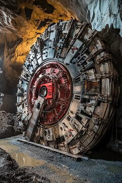 Massive industrial tunnel drill in operatio