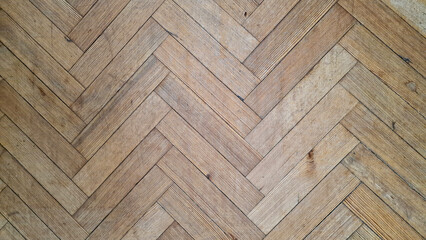 Looking down in wooden parquet flooring