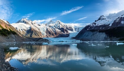 Pristine Glacier Reflecting the Surrounding Peaks, Showcasing Nature's Majestic Splendor