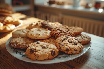 A Plate of Delicious Chocolate Chip Cookies