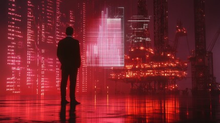 businessman man charts finance money oil price