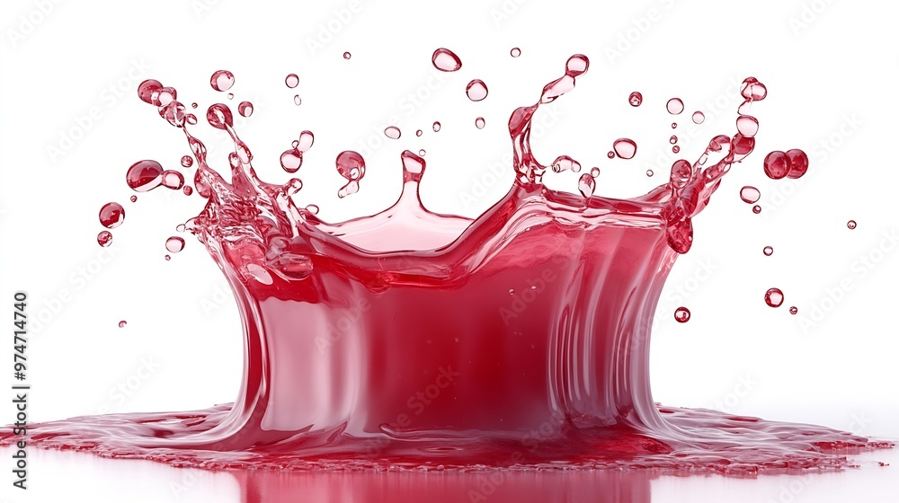 Poster red juice splash isolated on white background : generative ai