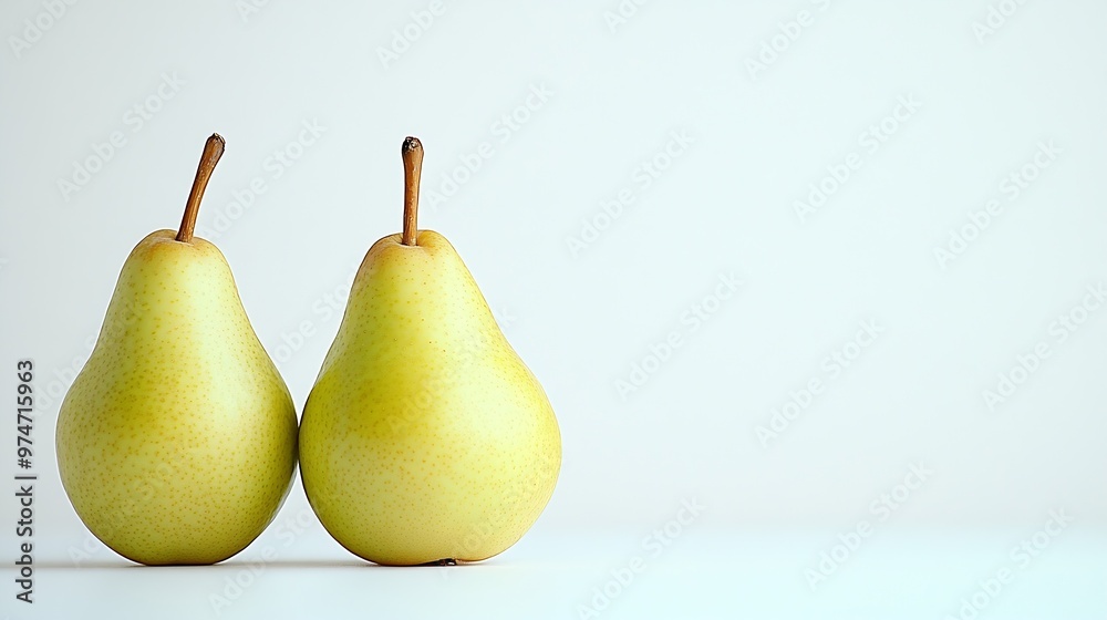 Poster isolated pears one and a half green pear fruit isolated on white background : generative ai