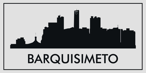 Cityscape. Barquisimeto, Venezuela. Silhouettes of buildings. Vector on gray background