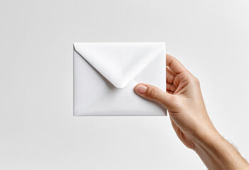 Hand holding a white envelope
