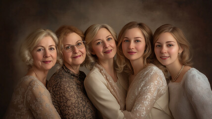 Obraz premium Portrait of mothers, grandmothers, and daughters together