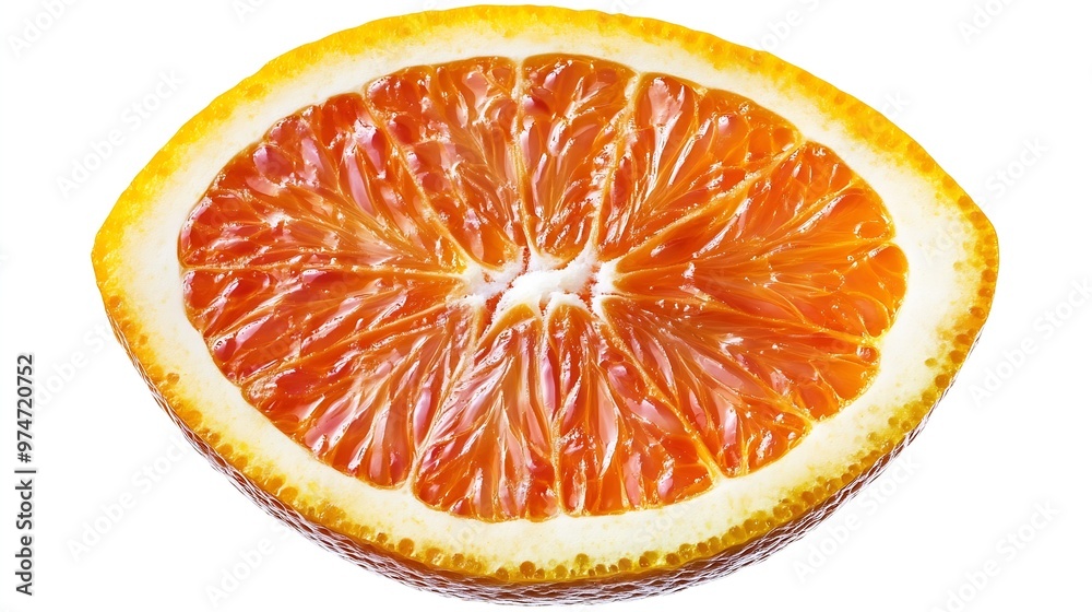 Poster Orange slice isolated Round orange slice on white background Orang fruit circle piece with clipping path Isolated white Full depth of field : Generative AI