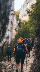 Packs – Hikers Wearing Backpacks Climbing Rugged Terrain Symbolizing Adventure and Endurance