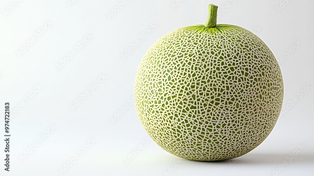 Poster melon isolated on white background Clipping Path : Generative AI