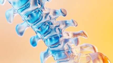 3d medical illustration of a spine with vertebrae in blue tones representing health care and orthopedic anatomy