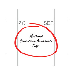 National Concussion Awareness Day, September 20, - calendar date.