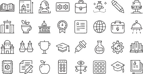 Naklejka premium Icons about education, learning, achievement, technology