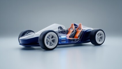 3D Rendering Of Transparent Car Structure Side View