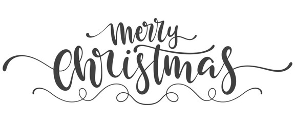 Merry christmas hand lettering calligraphy isolated on white background. Vector holiday illustration element. Merry Christmas script calligraphy