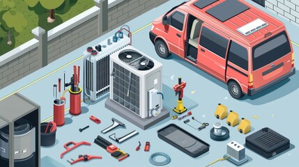 Obraz premium AC Repair Service Van