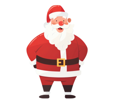 Santa Claus holding gift bag, Christmas elements on transparent