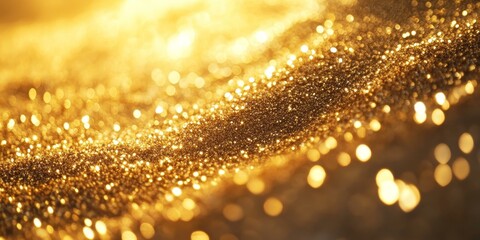 Golden glitter with blurred bokeh lights.