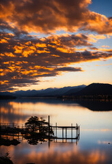 sunset over the lake