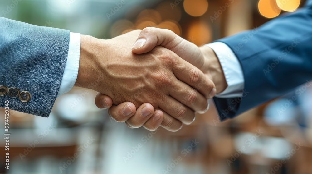 Aufkleber two men shaking hands in a business setting