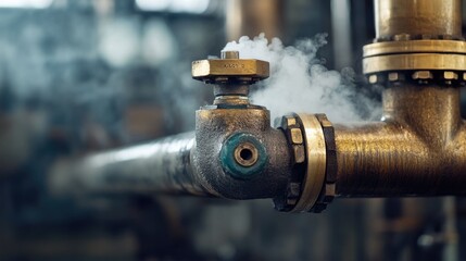 Pipes – Macro Shot of Steam Emitting from a Valve Pipe Offering a Gritty Industrial Feel