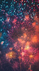 Obraz premium A Symphony of Light: Fireworks Burst Against a Velvet Night Sky