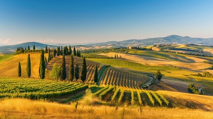Fototapeta premium Tuscan Hills Vineyard Landscape