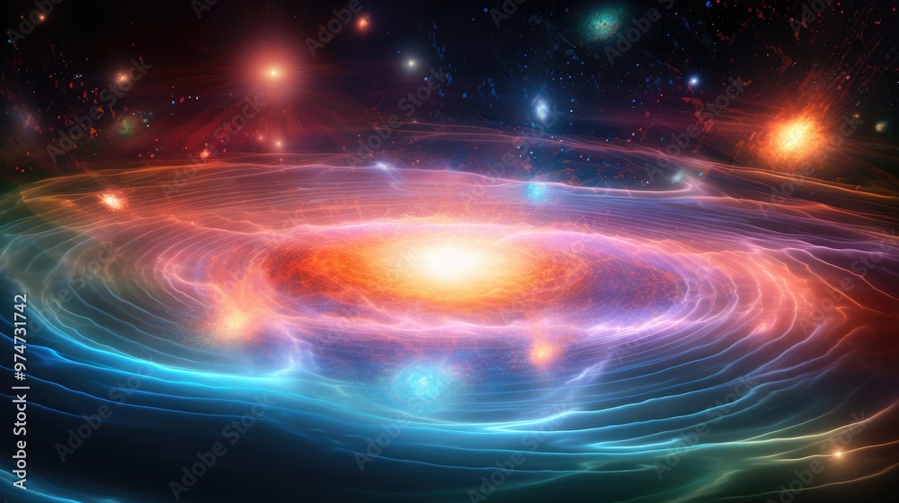 Wall mural a vibrant abstract background with a swirling galaxy of light and color.