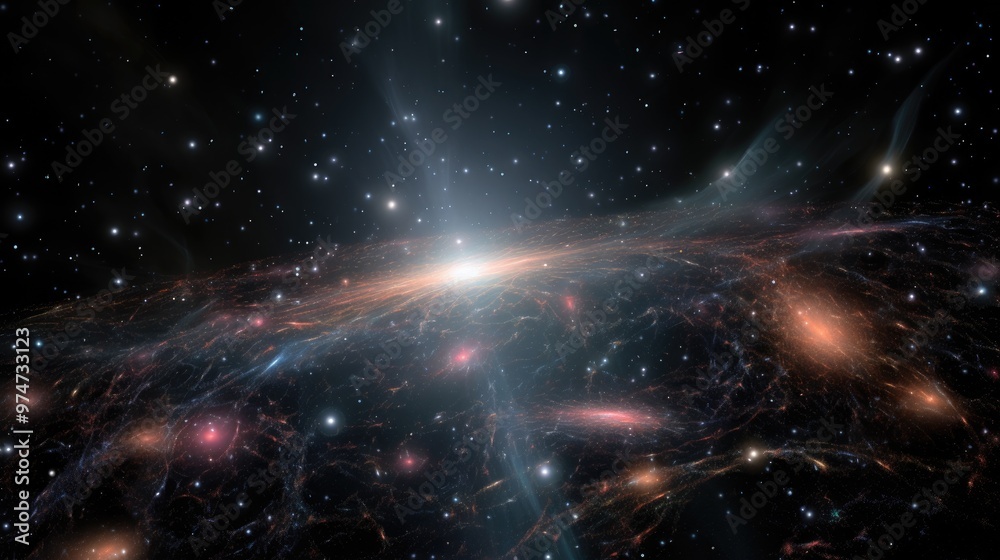 Wall mural a breathtaking view of a distant galaxy, swirling with stars and nebulae. the vibrant colors and int