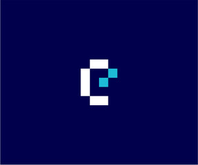 Pixel Letter E Minimalist Logo Design